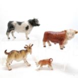 Melba Ware Goat 19cm high, bull 20cm high T/w a Coopercrafts calf and un named Hereford brown bull
