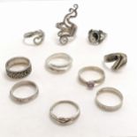 10 x silver rings inc yin / yang, diamond, amethyst, Follow your heart and dreams, french ring