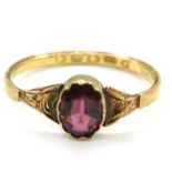 Antique 22ct hallmarked gold stone set ring - size O½ & 1.6g total weight