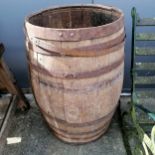Large coopered barrel- 100cm high x 61cm diameter Condition reportIn used condition