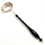 Long toddy ladle with a silver bowl & ebonised handle - 38cm long ~ has foreign marks to bowl