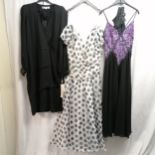 3 1970's evening dresses, beaded gown size 12 (no swing tag) and john Marks & Parigi both size 16