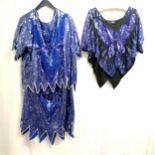 Seqined butterfly decoration top T/W a silk sequined blue skirt and top by St. Vini