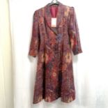 1970's Dereta cotton mix tapestry fabric double breasted midi coat. size 12