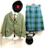 Vintage boys Scottish wool jacket, kilt, sporran, Dirk, tam o' shanter, shirt and tie