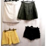 2 1960's pairs of shorts (1 skorts) T/W 2 mini skirts all size small