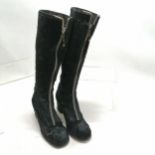 1960's black pony skin knee high boots. size 36