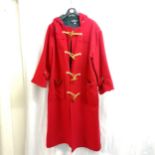 Vintage Ralph Lauren red wool 'Paddington Bear' style duffle coat with tartan lining, size M