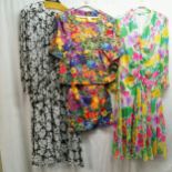 2 1980's 2 piece outfits by Parigi & Gina Bacconi and a 1980's chiffon dress by Parigi size 16