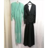 John Marks 1970's green long dress size 10 T/W a black John Marks long dress size 12
