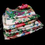 Quantity of floral linen fabric pieces
