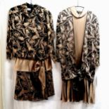 2 John Marks 1970's brown & black silk dresses size 14 & 16