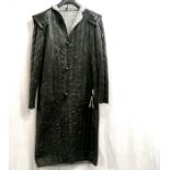1980's Pret -A- Porter black reversible long coat with black & white wool lining. size 16-18