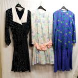 3 1980's dresses, Tricoville size 12, Condici size 14, John Marks size 20