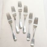 6 x Ireland (Dublin) 1838 silver forks by R W Smith ~ 454g - In good used condition