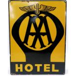 Vintage enamel AA hotel sign by BB Kent, London - 40cm x 30cm ~ slight losses to enamel on edges