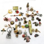Qty of badges inc Dentsply pendant (set with 2 rubies), Vauxhall, Kipling robot gorilla keyring