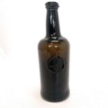 Antique brown / green glass wine bottle with applied seal 'J. Apperley 1795' - 28cm high in clean