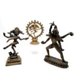 3 x Indian deities (2 bronze & 1 brass) - tallest 29cm