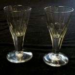 Pair of antique trumpet bowl glasses - 10cm high - in good used condition