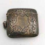 Antique silver vesta case - 4cm square & 24g