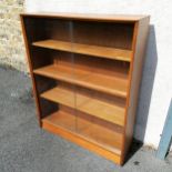 Mid century teak cabinet with 4 glazed sliding doors, 112cm high x 91cm wide x 24cm deep