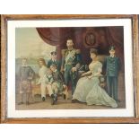 Antique framed print of HM King George V and family 52cm x 63cm