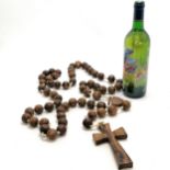 Original very large wooden rosary - 138cm drop - beads approx 2.5cm drop & cross 14cm