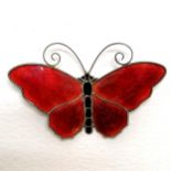 David Anderson silver red enamel butterfly brooch - wingspan 6cm & 11.9g total weight ~ in good