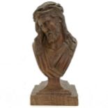 Carved wooden bust of Christ. 25cm high. A couple of losses around the crown otherwise in good