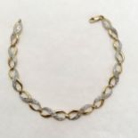 9ct marked gold fancy link bracelet set with diamonds (5) - 18cm long & 3.5g total weight