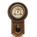 Mahogany wall clock by Seikosha Japan - 47cm drop x 26cm diameter (missing its glass) - running ~ WE