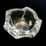 Daum Nancy signed clear glass ashtray - 16cm across & 7cm high ~ has scuffs to inside of bowl &