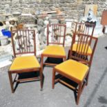 Four mahogany dining chairs with drop in seats, some old repairs 90cm high x 43cm deep x 49cm wide