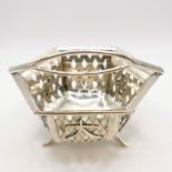 Chinese silver marked swing handle basket - 8cm x 9.5cm & 88g