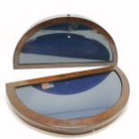 Pair of demi-lune glazed top oak veneered display cabinets - 78cm x 37cm x 6cm deep