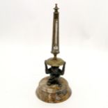 Victorian novelty desk weight / thermometer with a bronze casting of a monkey on a marble base (17cm