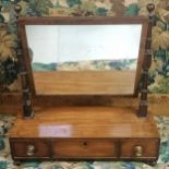 Mahogany 3 drawer dressing table mirror 55cm wide x 21cm deep x 58cm high in good used condition.