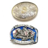 2 belt buckles - British by birth english by the grace of god & Justin mexican buckle (9cm)