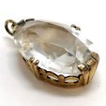 Large white stone pendant in a gilt metal mount (has S mark on bale) - approx drop 35mm