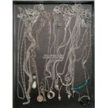 17 x silver necklaces (some with pendants inc pearl, bead, key etc) - 43g total weight