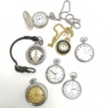 7 x Gents pocketwatches ~ 5 are mechanical (President enamel dial 5cm diameter runs) & 2 quartz ~