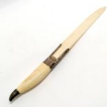 Antique silver mounted ivory paper knife / page turner - 47cm long & in overall good used condition