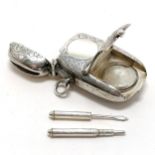 Unmarked Victorian silver novelty combination vesta case / sovereign case / toothpick / propelling