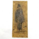 Pencil sketch of a tramp on card signed in 3 places L S Lowry - 24cm x 10cm ~