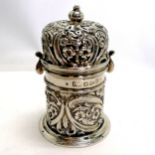 1897 Chester silver pot with pierced locking lid by Henry Matthews - 8cm high & 70g - small