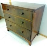 Georgian mahogany chest of drawers with box stringing and bone escutcheons on bracket feet 100cm