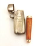 1901 dedicated silver cheroot holder with amber / unmarked gold cheroot within ~ total weight 24g