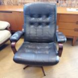 Vintage leather revolving armchair 90cm high x 77cm wide x 90cm deep