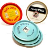 5 x advertising pub / brewery drinks trays (approx 33cm diameter) - Park Drive, Players Navy Cut,